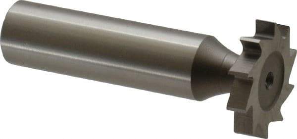 Made in USA - 7/8" Diam x 5/32" Face Width, High Speed Steel, 10 Teeth, Shank Connection Woodruff Keyseat Cutter - Uncoated, 2-5/32" OAL x 1/2" Shank, Straight Teeth, ANSI 507, Old Standard 10 - Exact Industrial Supply