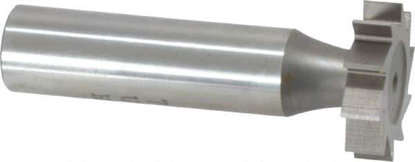 Made in USA - 7/8" Diam x 7/32" Face Width, High Speed Steel, 10 Teeth, Shank Connection Woodruff Keyseat Cutter - Uncoated, 2-7/32" OAL x 1/2" Shank, Straight Teeth, ANSI 707, Old Standard 12 - Exact Industrial Supply
