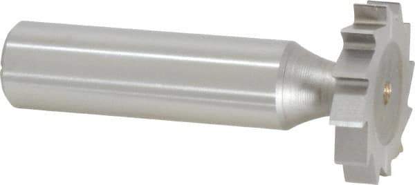 Made in USA - 1" Diam x 3/16" Face Width, High Speed Steel, 12 Teeth, Shank Connection Woodruff Keyseat Cutter - Uncoated, 2-3/16" OAL x 1/2" Shank, Straight Teeth, ANSI 608, Old Standard 13 - Exact Industrial Supply