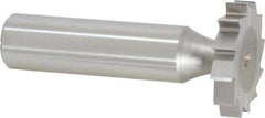 Made in USA - 1" Diam x 3/16" Face Width, High Speed Steel, 12 Teeth, Shank Connection Woodruff Keyseat Cutter - Uncoated, 2-3/16" OAL x 1/2" Shank, Straight Teeth, ANSI 608, Old Standard 13 - Exact Industrial Supply