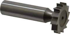 Made in USA - 1" Diam x 7/32" Face Width, High Speed Steel, 12 Teeth, Shank Connection Woodruff Keyseat Cutter - Uncoated, 2-7/32" OAL x 1/2" Shank, Straight Teeth, ANSI 708, Old Standard 14 - Exact Industrial Supply