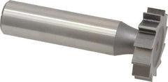 Made in USA - 1" Diam x 1/4" Face Width, High Speed Steel, 12 Teeth, Shank Connection Woodruff Keyseat Cutter - Uncoated, 2-1/4" OAL x 1/2" Shank, Straight Teeth, ANSI 808, Old Standard 15 - Exact Industrial Supply