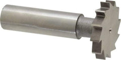 Made in USA - 1-1/8" Diam x 3/16" Face Width, High Speed Steel, 12 Teeth, Shank Connection Woodruff Keyseat Cutter - Uncoated, 2-3/16" OAL x 1/2" Shank, Straight Teeth, ANSI 609, Old Standard 16 - Exact Industrial Supply