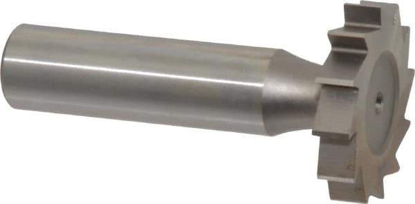 Made in USA - 1-1/8" Diam x 7/32" Face Width, High Speed Steel, 12 Teeth, Shank Connection Woodruff Keyseat Cutter - Uncoated, 2-7/32" OAL x 1/2" Shank, Straight Teeth, ANSI 709, Old Standard 17 - Exact Industrial Supply