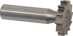 Made in USA - 1-1/8" Diam x 7/32" Face Width, High Speed Steel, 12 Teeth, Shank Connection Woodruff Keyseat Cutter - Uncoated, 2-7/32" OAL x 1/2" Shank, Straight Teeth, ANSI 709, Old Standard 17 - Exact Industrial Supply