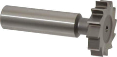 Made in USA - 1-1/8" Diam x 1/4" Face Width, High Speed Steel, 12 Teeth, Shank Connection Woodruff Keyseat Cutter - Uncoated, 2-1/4" OAL x 1/2" Shank, Straight Teeth, ANSI 809, Old Standard 18 - Exact Industrial Supply