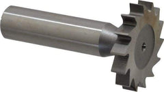 Made in USA - 1-1/4" Diam x 7/32" Face Width, High Speed Steel, 14 Teeth, Shank Connection Woodruff Keyseat Cutter - Uncoated, 2-7/32" OAL x 1/2" Shank, Straight Teeth, ANSI 710, Old Standard 20 - Exact Industrial Supply