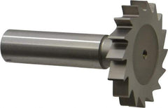 Made in USA - 1-1/2" Diam x 1/4" Face Width, High Speed Steel, 16 Teeth, Shank Connection Woodruff Keyseat Cutter - Uncoated, 2-1/4" OAL x 1/2" Shank, Straight Teeth, ANSI 812, Old Standard 24 - Exact Industrial Supply