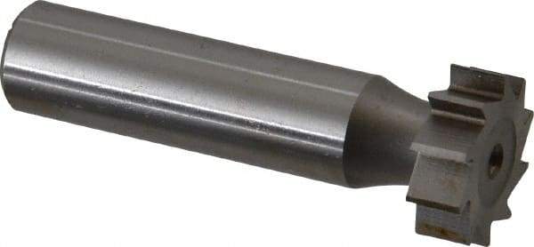 Made in USA - 3/4" Diam x 1/4" Face Width, High Speed Steel, 10 Teeth, Shank Connection Woodruff Keyseat Cutter - Uncoated, 2-1/4" OAL x 1/2" Shank, Straight Teeth, ANSI 806, Old Standard 91 - Exact Industrial Supply