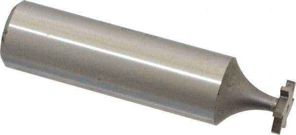 Made in USA - 3/8" Diam x 1/16" Face Width, High Speed Steel, 6 Teeth, Shank Connection Woodruff Keyseat Cutter - Uncoated, 2-1/16" OAL x 1/2" Shank, Straight Teeth, ANSI 203, Old Standard 211 - Exact Industrial Supply