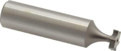 Made in USA - 3/8" Diam x 3/32" Face Width, High Speed Steel, 6 Teeth, Shank Connection Woodruff Keyseat Cutter - Uncoated, 2-3/32" OAL x 1/2" Shank, Straight Teeth, ANSI 303, Old Standard 212 - Exact Industrial Supply