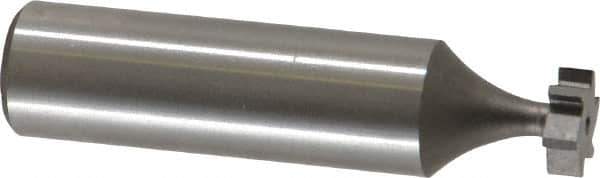 Made in USA - 3/8" Diam x 1/8" Face Width, High Speed Steel, 6 Teeth, Shank Connection Woodruff Keyseat Cutter - Uncoated, 2-1/8" OAL x 1/2" Shank, Straight Teeth, ANSI 403, Old Standard 213 - Exact Industrial Supply
