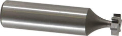 Made in USA - 3/8" Diam x 1/8" Face Width, High Speed Steel, 6 Teeth, Shank Connection Woodruff Keyseat Cutter - Uncoated, 2-1/8" OAL x 1/2" Shank, Straight Teeth, ANSI 403, Old Standard 213 - Exact Industrial Supply