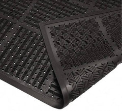 Wearwell - 6 Ft. Long x 3 Ft. Wide, Natural Rubber Surface, Raised Bars and Scrapers (Reversible) Entrance Matting - 7/16 Inch Thick, Outdoor, Heavy Traffic, Natural Rubber, Black, Series 227 - Exact Industrial Supply