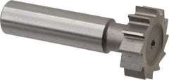 Made in USA - 1" Diam x 5/16" Face Width, High Speed Steel, 12 Teeth, Shank Connection Woodruff Keyseat Cutter - Uncoated, 2-5/16" OAL x 1/2" Shank, Straight Teeth, ANSI 1008, Old Standard B - Exact Industrial Supply
