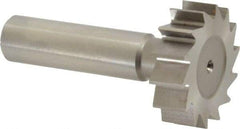 Made in USA - 1-1/4" Diam x 3/8" Face Width, High Speed Steel, 14 Teeth, Shank Connection Woodruff Keyseat Cutter - Uncoated, 2-3/8" OAL x 1/2" Shank, Straight Teeth, ANSI 1210, Old Standard E - Exact Industrial Supply