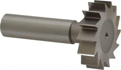 Made in USA - 1-3/8" Diam x 3/8" Face Width, High Speed Steel, 14 Teeth, Shank Connection Woodruff Keyseat Cutter - Uncoated, 2-3/8" OAL x 1/2" Shank, Straight Teeth, ANSI 1211, Old Standard F - Exact Industrial Supply