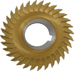 Made in USA - 3" Blade Diam x 1/16" Blade Thickness, 1" Hole, 32 Teeth, Cobalt Side Chip Saw - Straight Tooth, Arbor Connection, Right Hand Cut, TiN, with Keyway - Exact Industrial Supply