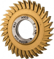 Made in USA - 3" Blade Diam x 1/4" Blade Thickness, 1" Hole, 32 Teeth, Cobalt Side Chip Saw - Straight Tooth, Arbor Connection, Right Hand Cut, TiN, with Keyway - Exact Industrial Supply
