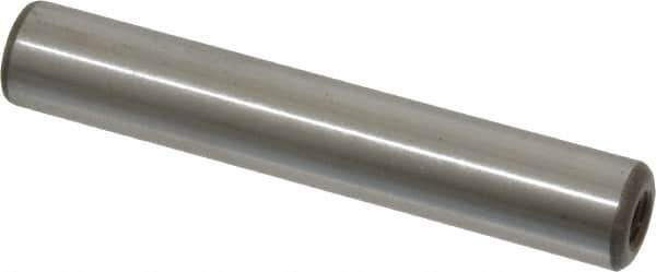 Jergens - 1/2" Diam x 3" Pin Length Alloy Steel Pull Out Dowel Pin - C 47-58 & C 60-64 (Surface) Hardness, 1 Beveled & 1 Threaded End - Exact Industrial Supply