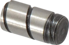 Jergens - 1/4" Diam x 1/2" Pin Length Alloy Steel Grooved Dowel Pin - C 47-58 & C 60-64 (Surface) Hardness, 1 Beveled & 1 Threaded End - Exact Industrial Supply