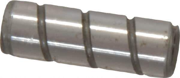 Jergens - 1/4" Diam x 3/4" Pin Length Alloy Steel Grooved Dowel Pin - C 47-58 & C 60-64 (Surface) Hardness, 1 Beveled & 1 Threaded End - Exact Industrial Supply