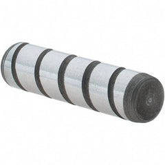 Jergens - 1/4" Diam x 1" Pin Length Alloy Steel Grooved Dowel Pin - C 47-58 & C 60-64 (Surface) Hardness, 1 Beveled & 1 Threaded End - Exact Industrial Supply