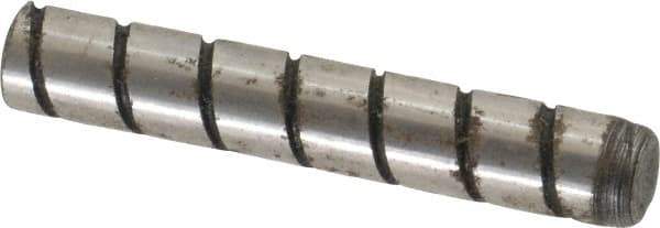 Jergens - 1/4" Diam x 1-1/2" Pin Length Alloy Steel Grooved Dowel Pin - C 47-58 & C 60-64 (Surface) Hardness, 1 Beveled & 1 Threaded End - Exact Industrial Supply