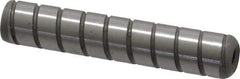 Jergens - 3/8" Diam x 2" Pin Length Alloy Steel Grooved Dowel Pin - C 47-58 & C 60-64 (Surface) Hardness, 1 Beveled & 1 Threaded End - Exact Industrial Supply