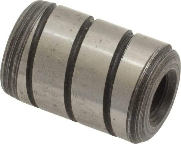Jergens - 1/2" Diam x 3/4" Pin Length Alloy Steel Grooved Dowel Pin - C 47-58 & C 60-64 (Surface) Hardness, 1 Beveled & 1 Threaded End - Exact Industrial Supply