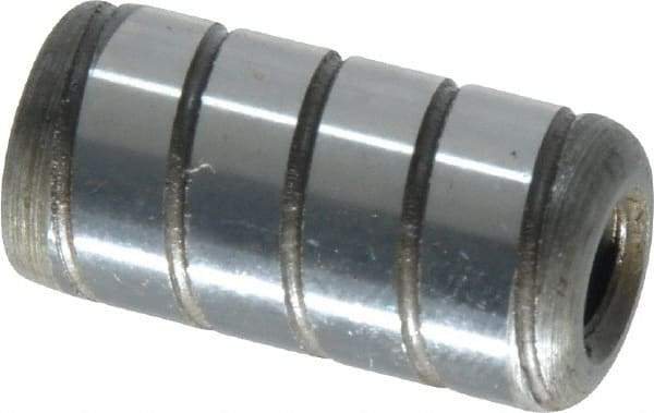 Jergens - 1/2" Diam x 1" Pin Length Alloy Steel Grooved Dowel Pin - C 47-58 & C 60-64 (Surface) Hardness, 1 Beveled & 1 Threaded End - Exact Industrial Supply