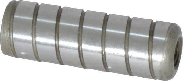 Jergens - 1/2" Diam x 1-1/2" Pin Length Alloy Steel Grooved Dowel Pin - C 47-58 & C 60-64 (Surface) Hardness, 1 Beveled & 1 Threaded End - Exact Industrial Supply