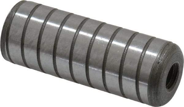 Jergens - 3/4" Diam x 2" Pin Length Alloy Steel Grooved Dowel Pin - C 47-58 & C 60-64 (Surface) Hardness, 1 Beveled & 1 Threaded End - Exact Industrial Supply