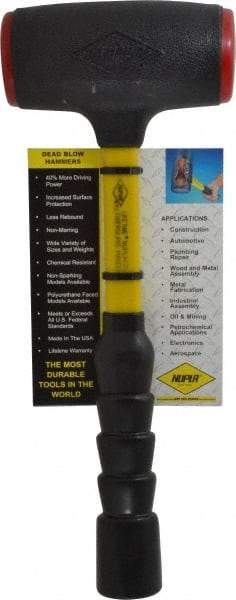 NUPLA - 48 oz Head 2-3/16" Face Diam Urethane Dead Blow Hammer - 14-5/16" OAL, Fiberglass Handle - Exact Industrial Supply