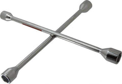 Omega Lift Equipment - 14" Long Cross Shaped Lug Nut Wrench Tire Iron - 11/16, 3/4, 13/16, 7/8" Hex - Exact Industrial Supply