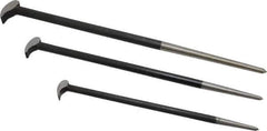 Value Collection - 3 Piece Rolling Head Pry Bar Set - 5/8" Head Width, Includes 12, 16 & 20" Lengths - Exact Industrial Supply
