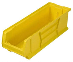 Quantum Storage - 100 Lb. Load Capacity, 23-7/8" Deep, Yellow Polypropylene Hopper Stacking Bin - 7" High x 8-1/4" Wide x 23-7/8" Long - Exact Industrial Supply