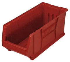 Quantum Storage - 100 Lb. Load Capacity, 23-7/8" Deep, Red Polypropylene Hopper Stacking Bin - 9" High x 8-1/4" Wide x 23-7/8" Long - Exact Industrial Supply