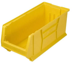 Quantum Storage - 100 Lb. Load Capacity, 23-7/8" Deep, Yellow Polypropylene Hopper Stacking Bin - 9" High x 8-1/4" Wide x 23-7/8" Long - Exact Industrial Supply