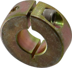 Climax Metal Products - 1/2" Bore, Steel, One Piece One Piece Split Shaft Collar - 1-1/8" Outside Diam, 13/32" Wide - Exact Industrial Supply