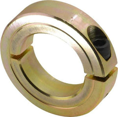 Climax Metal Products - 1-1/4" Bore, Steel, One Piece One Piece Split Shaft Collar - 2-1/16" Outside Diam, 1/2" Wide - Exact Industrial Supply