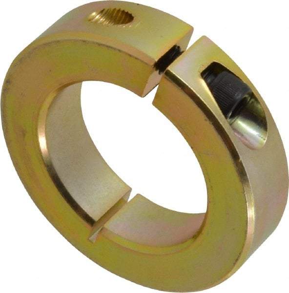 Climax Metal Products - 1-1/2" Bore, Steel, One Piece One Piece Split Shaft Collar - 2-3/8" Outside Diam, 9/16" Wide - Exact Industrial Supply