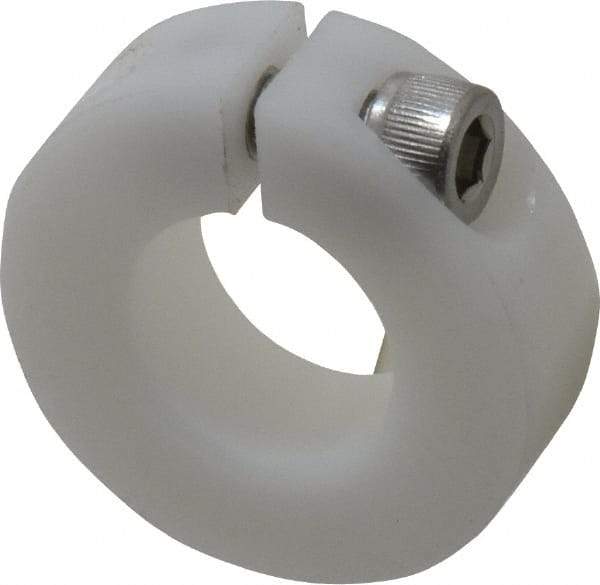 Climax Metal Products - 3/4" Bore, Plastic, One Piece One Piece Split Shaft Collar - 1-1/2" Outside Diam, 1/2" Wide - Exact Industrial Supply