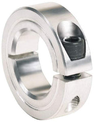 Climax Metal Products - 1/8" Bore, Aluminum, One Piece One Piece Split Shaft Collar - 5/8" Outside Diam, 9/32" Wide - Exact Industrial Supply