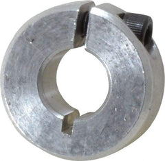 Climax Metal Products - 3/8" Bore, Aluminum, One Piece One Piece Split Shaft Collar - 7/8" Outside Diam, 11/32" Wide - Exact Industrial Supply