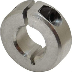 Climax Metal Products - 7/16" Bore, Aluminum, One Piece One Piece Split Shaft Collar - 15/16" Outside Diam, 11/32" Wide - Exact Industrial Supply