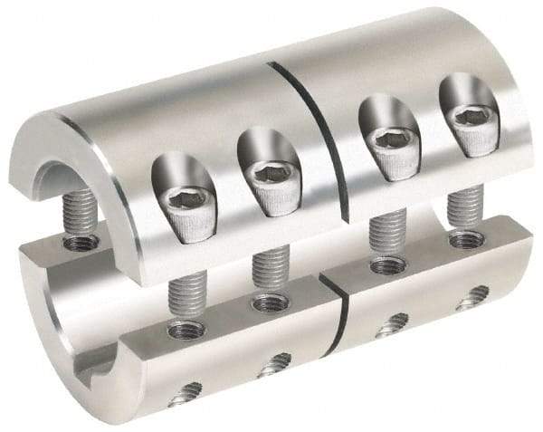 Climax Metal Products - 5/8 x 1/2" Bore, Stainless Steel, With Keyway Two Piece Split Shaft Collar - 1-5/16" Outside Diam, 2" Wide - Exact Industrial Supply