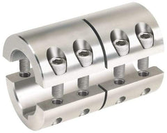 Climax Metal Products - 1 x 1/2" Bore, Stainless Steel, With Keyway Two Piece Split Shaft Collar - 1-3/4" Outside Diam, 3" Wide - Exact Industrial Supply