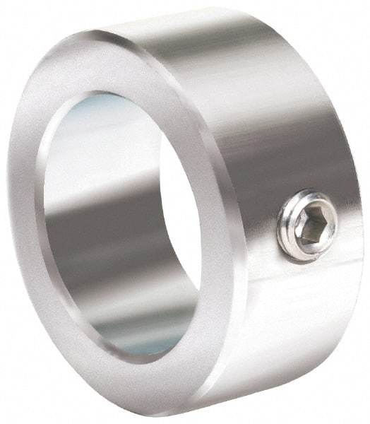 Climax Metal Products - 2-9/16" Bore, Stainless Steel, One Piece Solid Set Screw Collars - 3-3/4" Outside Diam, 1-1/8" Wide - Exact Industrial Supply