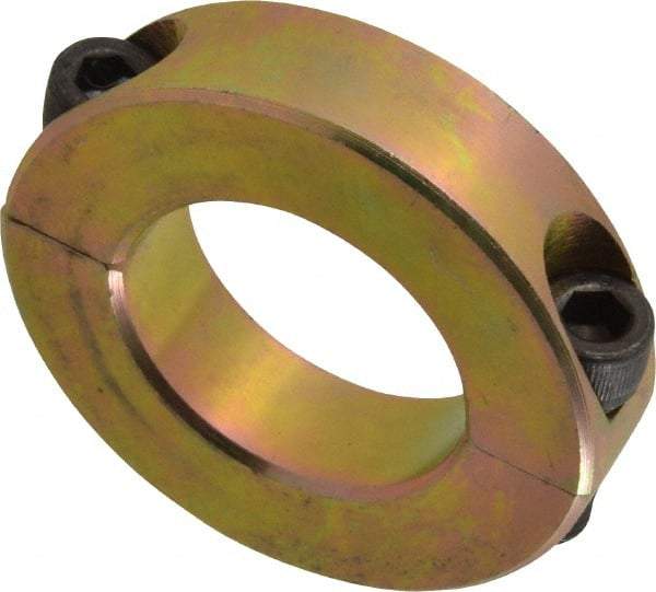 Climax Metal Products - 1-3/16" Bore, Steel, Two Piece Clamping Shaft Collar - 2-1/16" Outside Diam, 1/2" Wide - Exact Industrial Supply